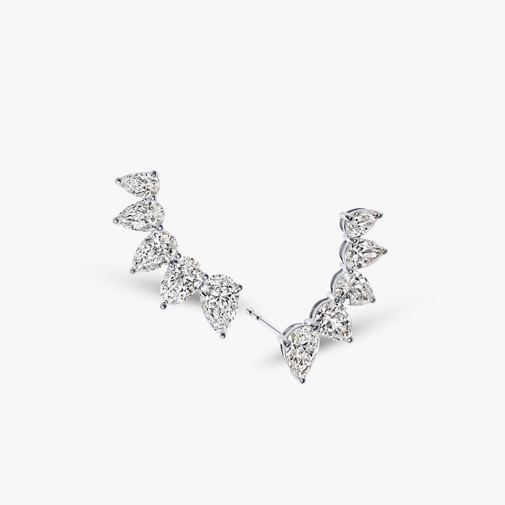 Pear Diamond Crawler Earrings