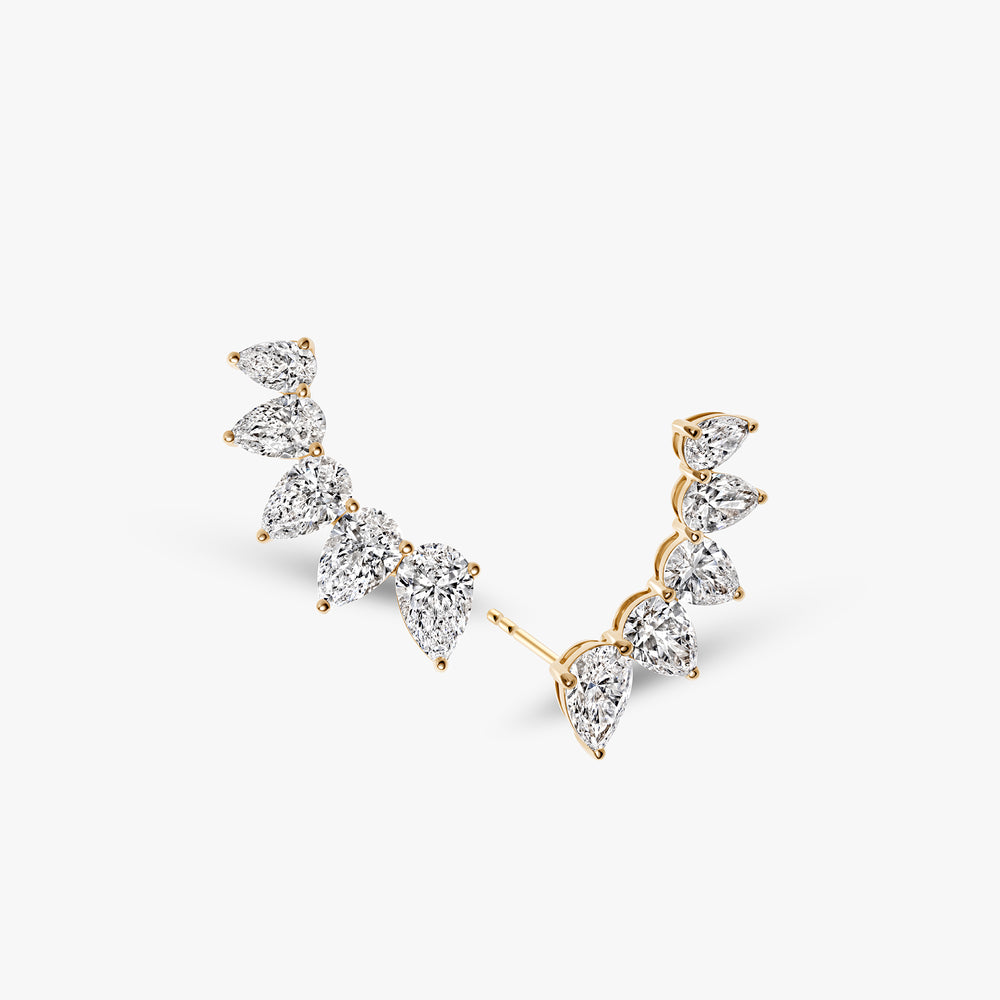 Pear Diamond Crawler Earrings
