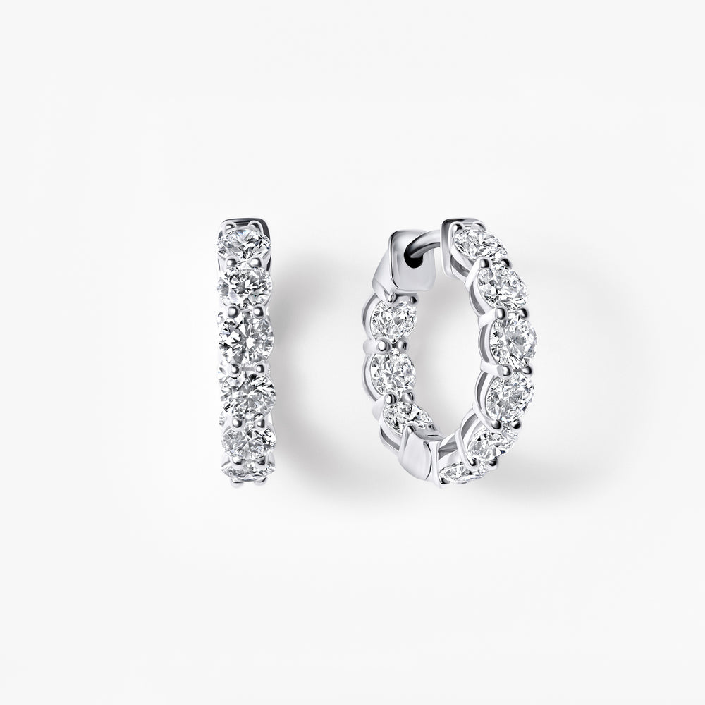 Round Diamond Inside Out Huggie Earrings