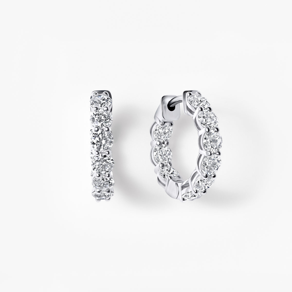 Round Diamond Inside Out Huggie Earrings