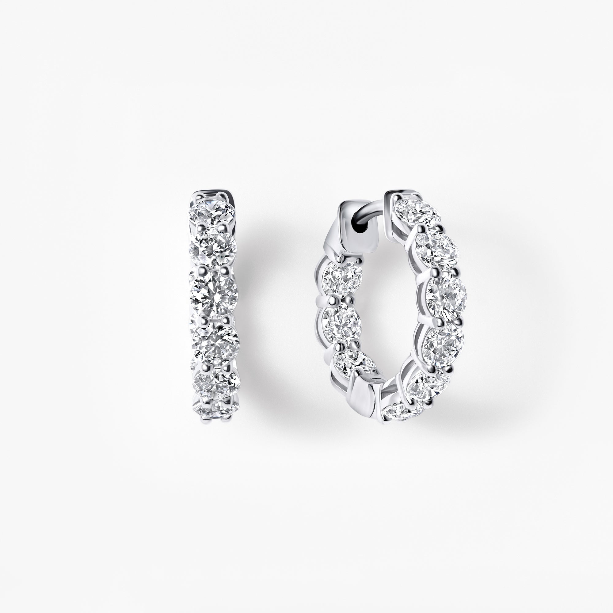 Round Diamond Inside Out Huggie Earrings
