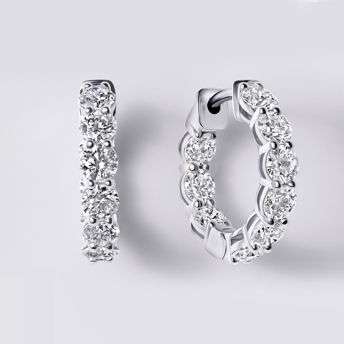 Inside-Out Round Hoops (1 7/8CTW), White Gold