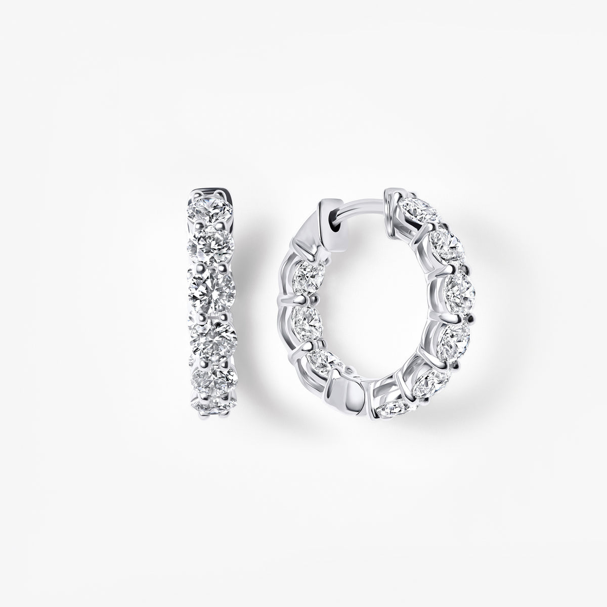 Round Diamond Inside Out Huggie Earrings