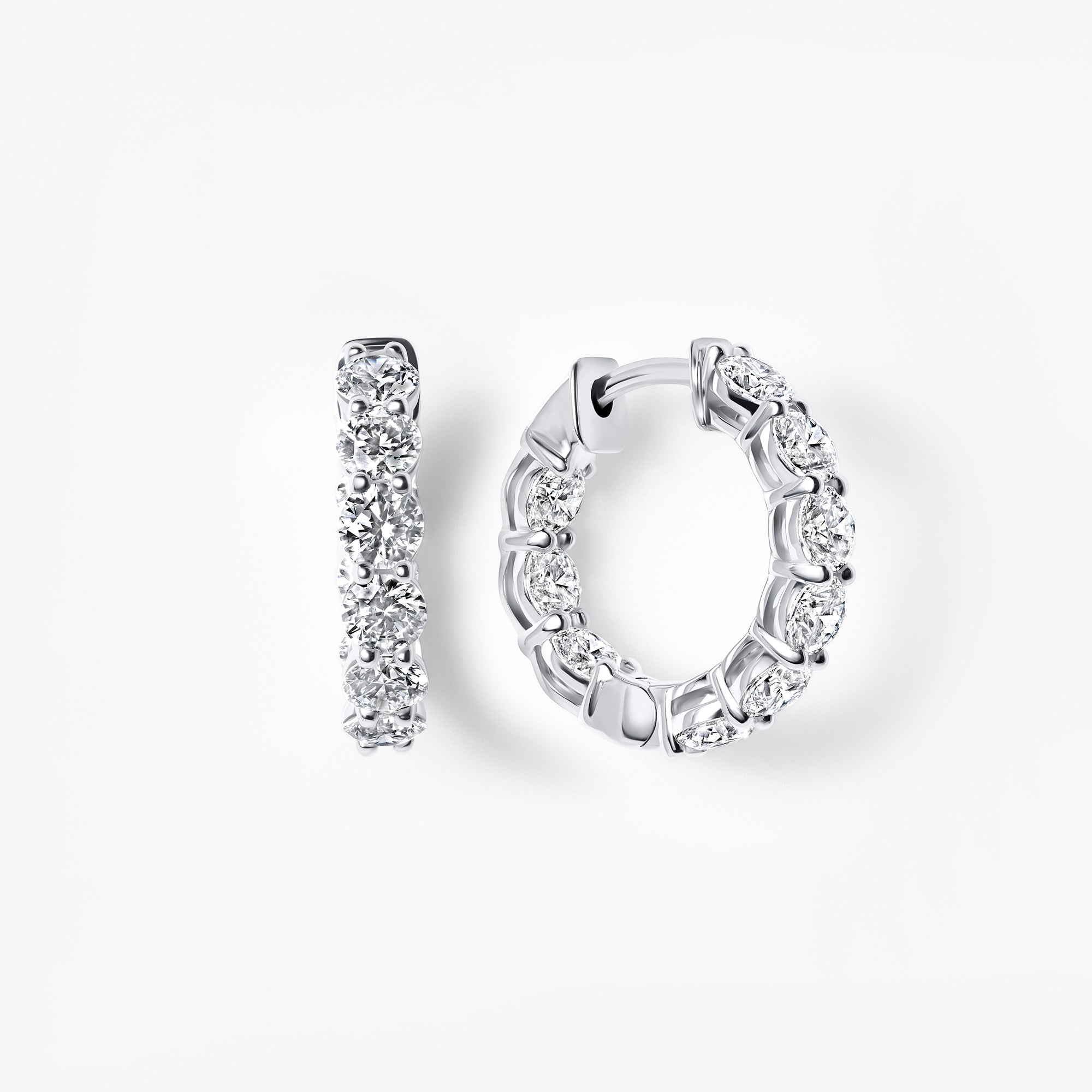 Round Diamond Inside Out Huggie Earrings