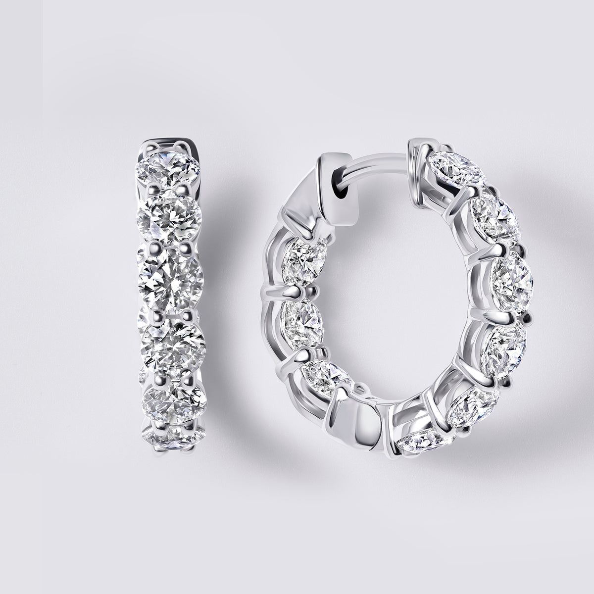 Inside-Out Round Hoops (1 7/8CTW), White Gold