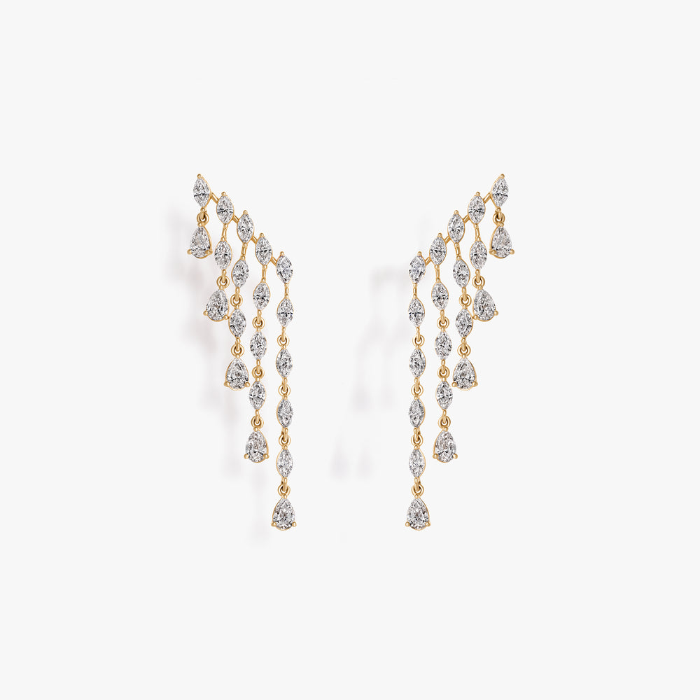 Pear and Marquise Waterfall Crawler Earrings