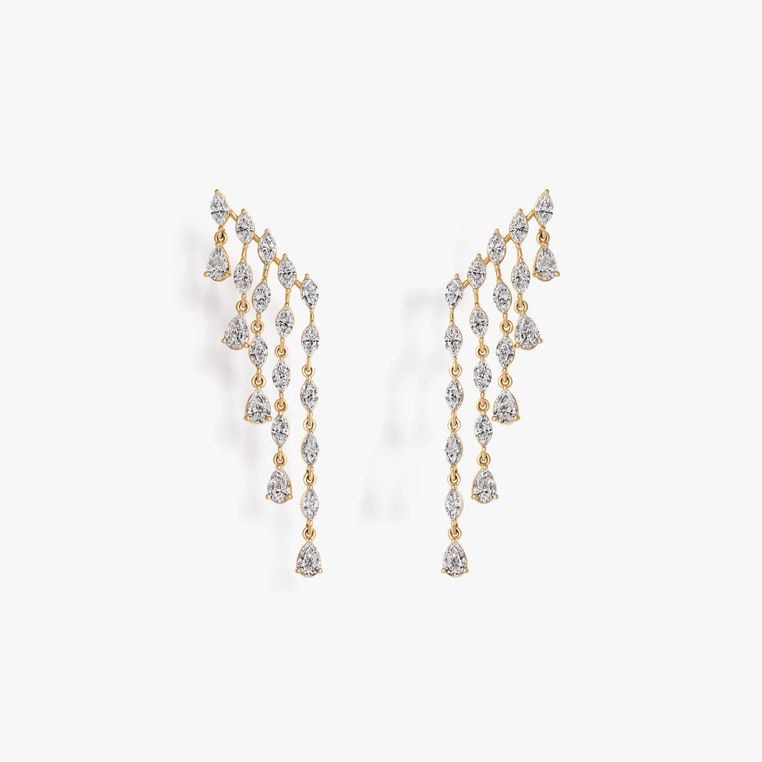 Pear and Marquise Waterfall Crawler Earrings