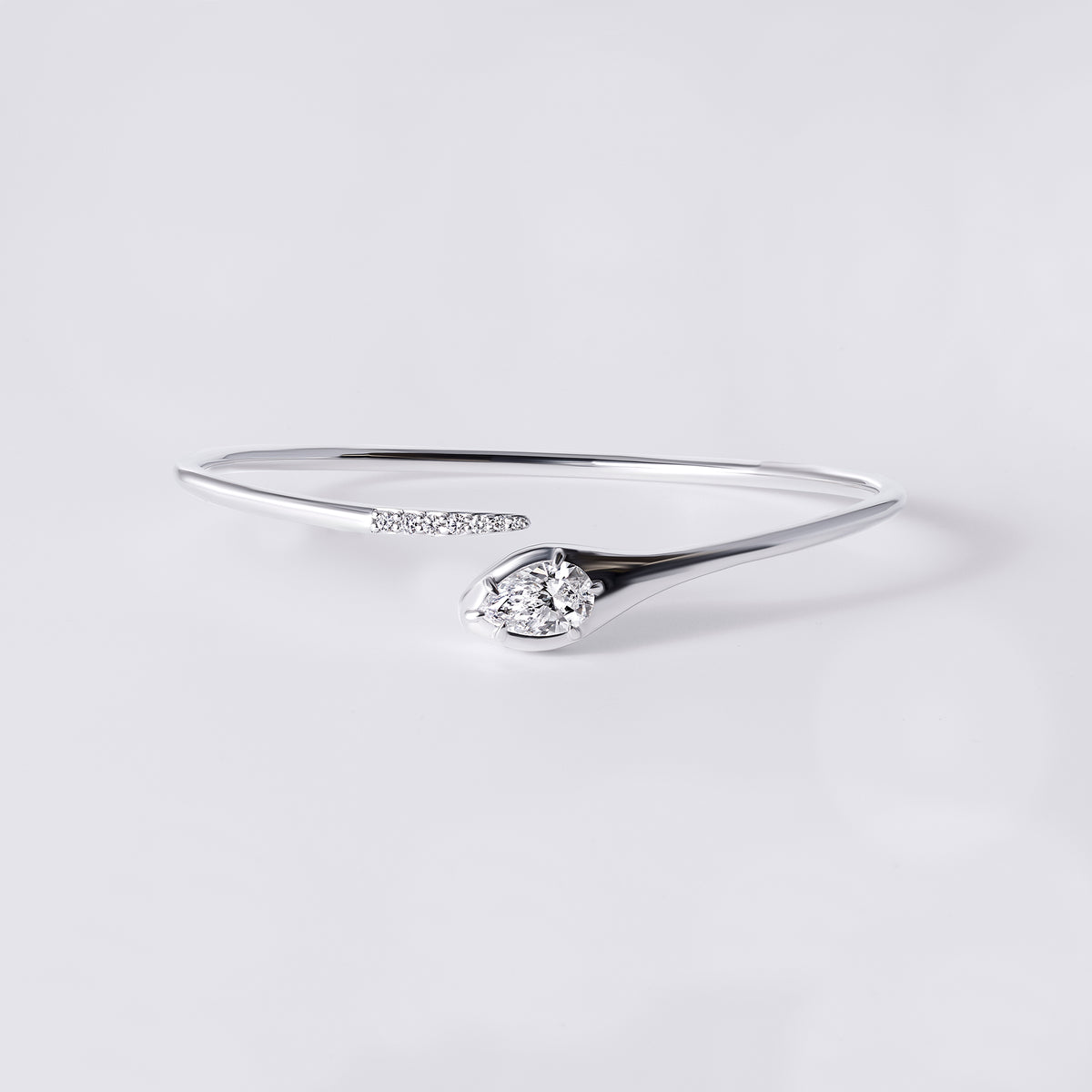 Snake Bangle (1 1/4CTW), White Gold