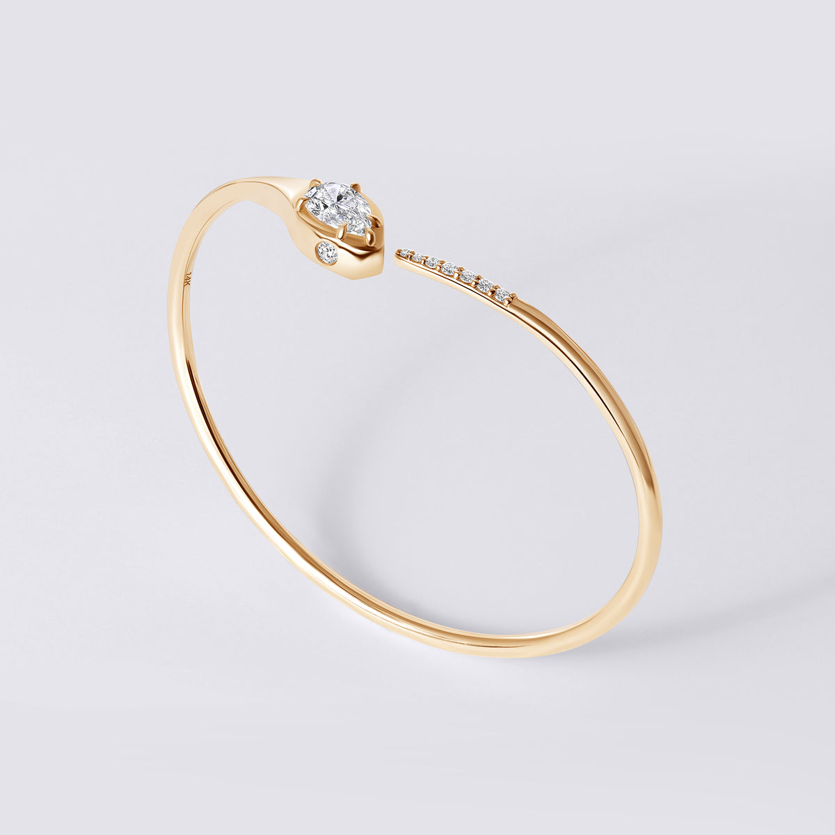 Snake Bangle (1 1/4CTW), Yellow Gold