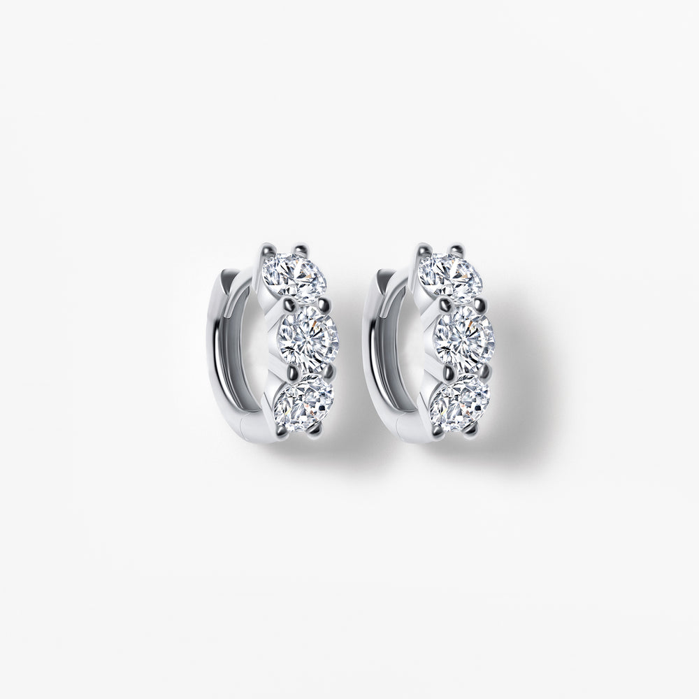 Round Diamond Petite Huggie Earrings