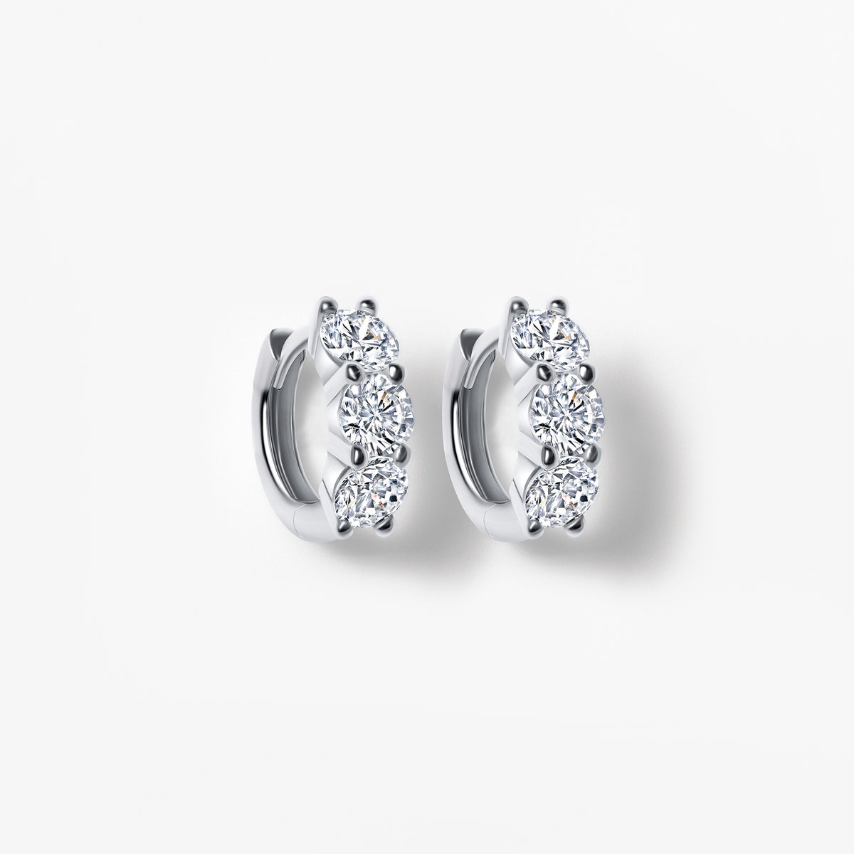 Round Diamond Petite Huggie Earrings