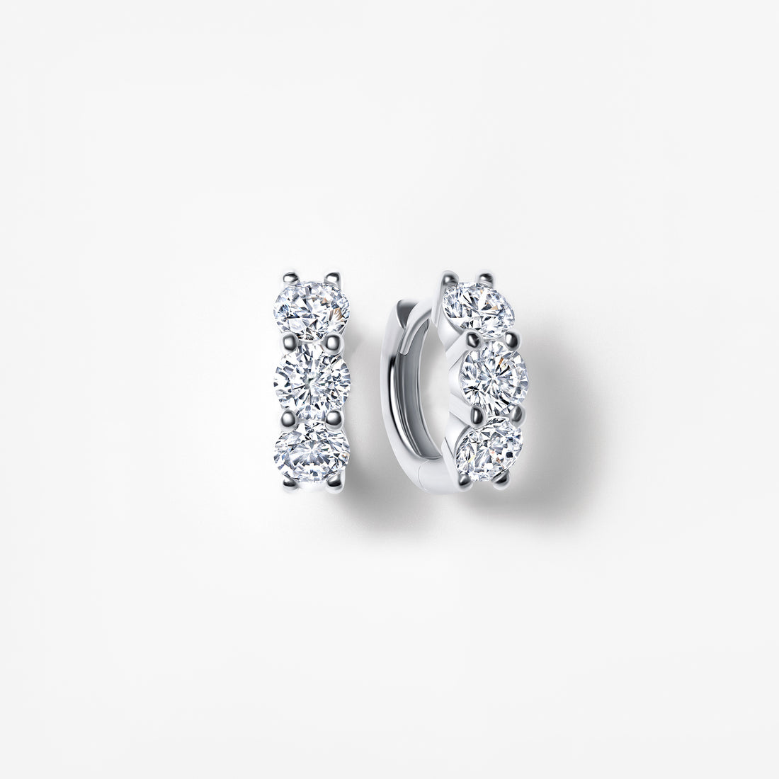 Round Diamond Petite Huggie Earrings
