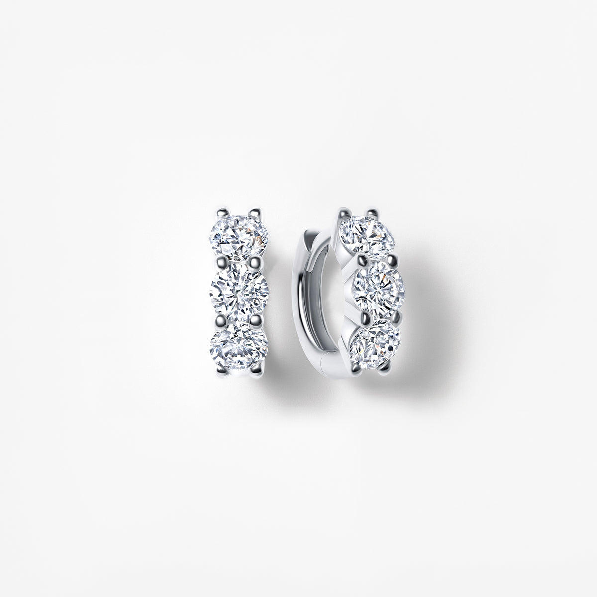 Round Diamond Petite Huggie Earrings