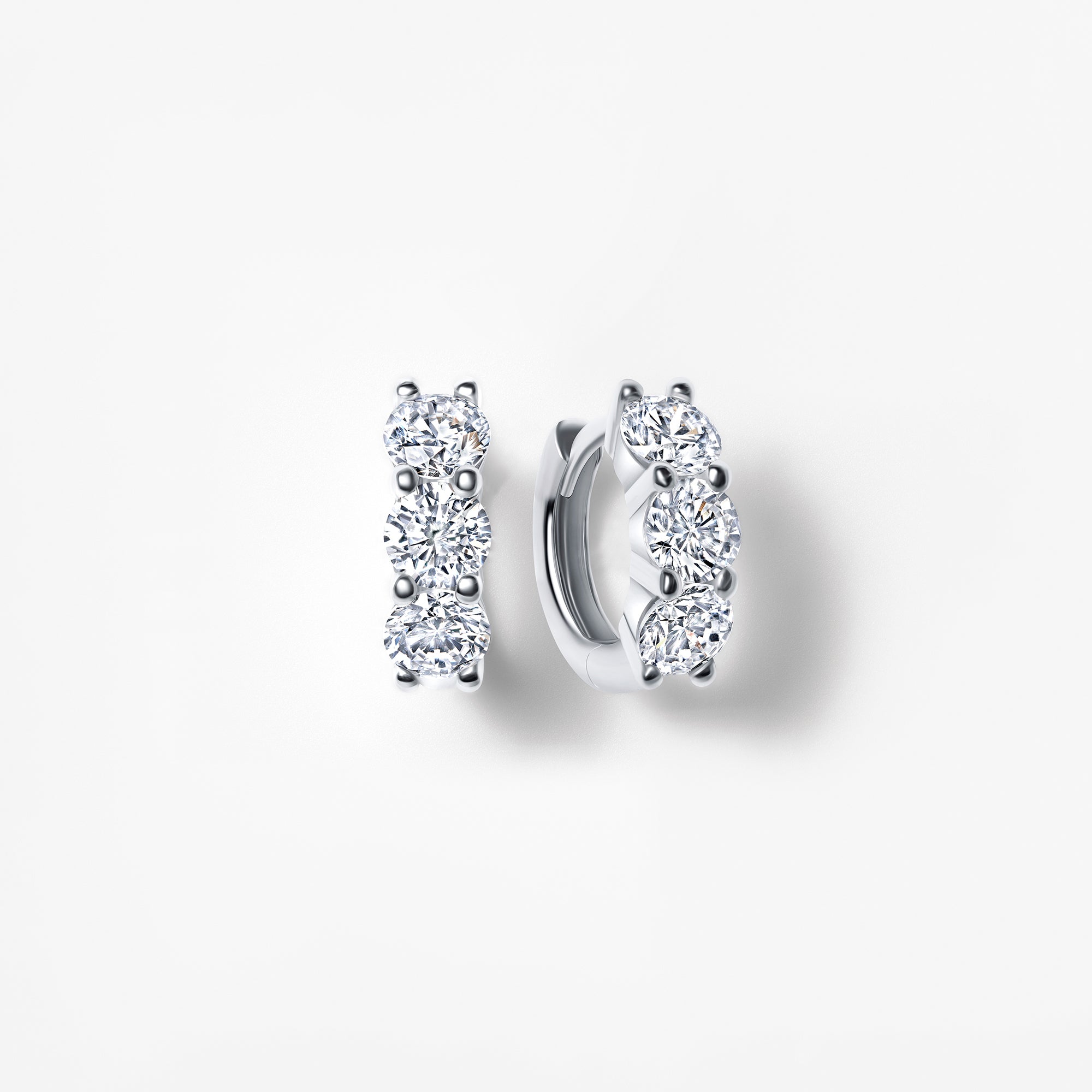Round Diamond Petite Huggie Earrings