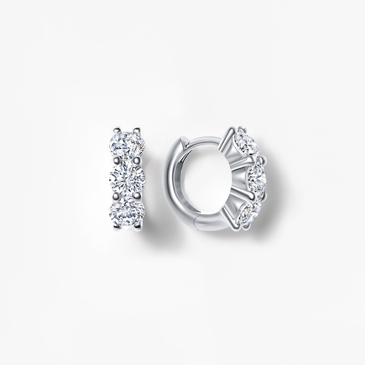 Round Diamond Petite Huggie Earrings