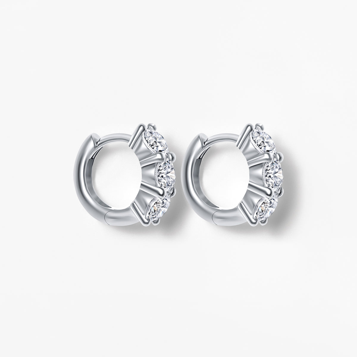 Round Diamond Petite Huggie Earrings