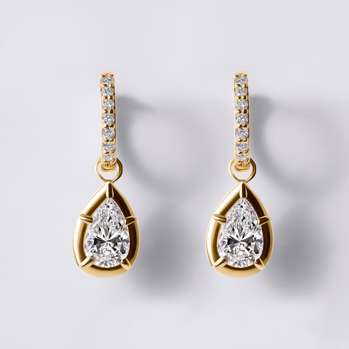 Pear Bezel Dangle Hoop (1 1/3CTW), White Gold