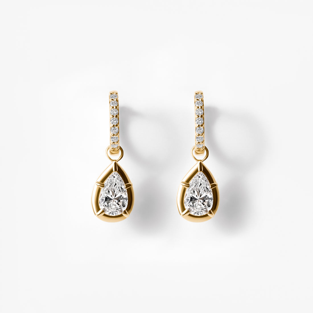 Pear Diamond Pavé Bezel Drop Huggie Earrings