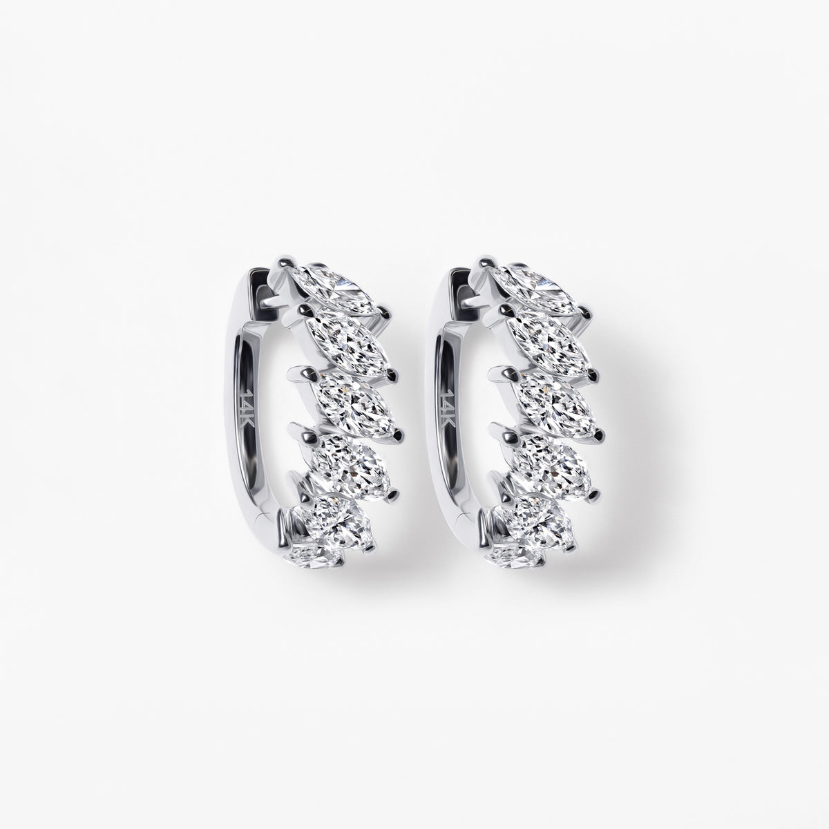 Marquise Diamond Huggie Earrings