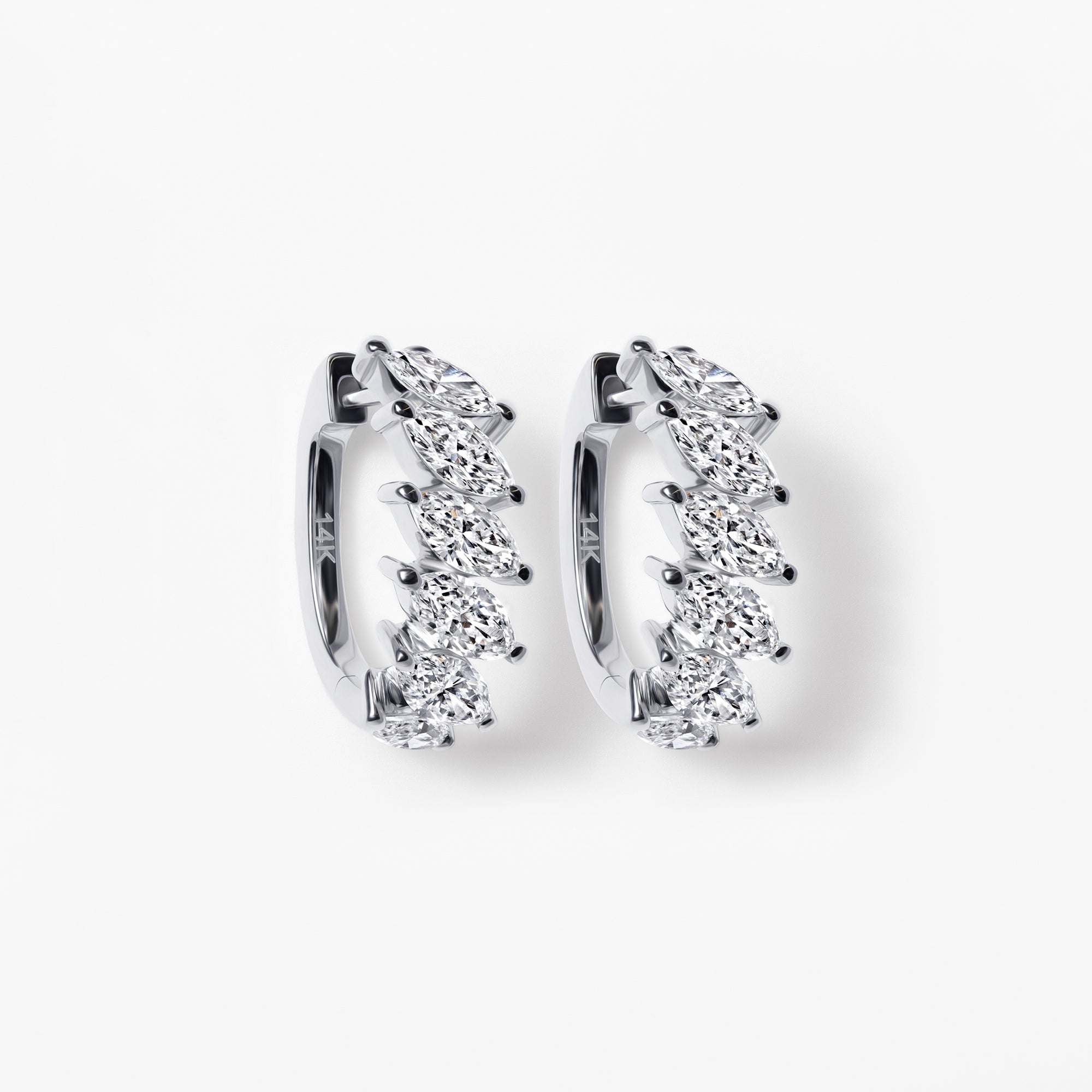 Marquise Diamond Huggie Earrings