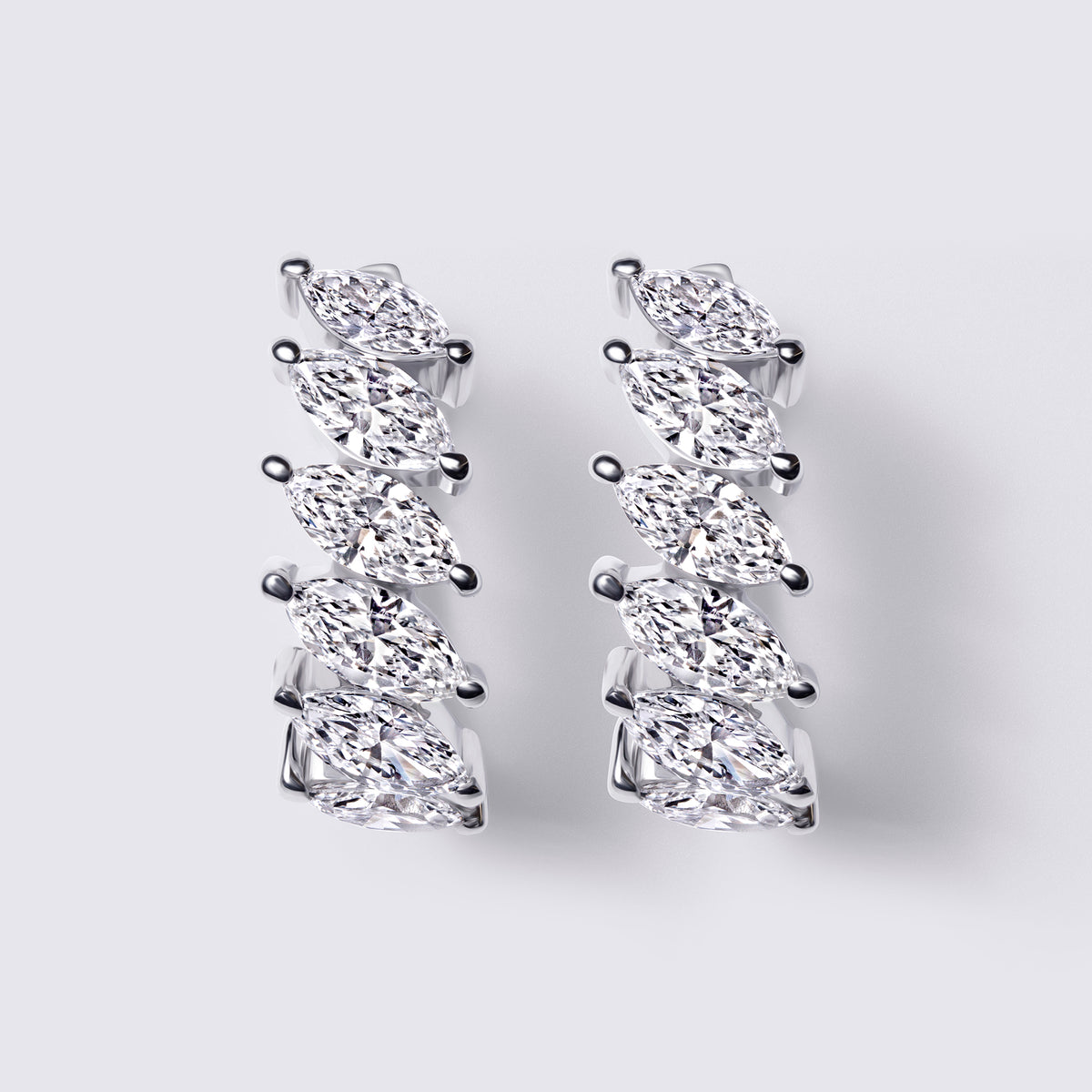 Marquise Huggie Earring, White Gold