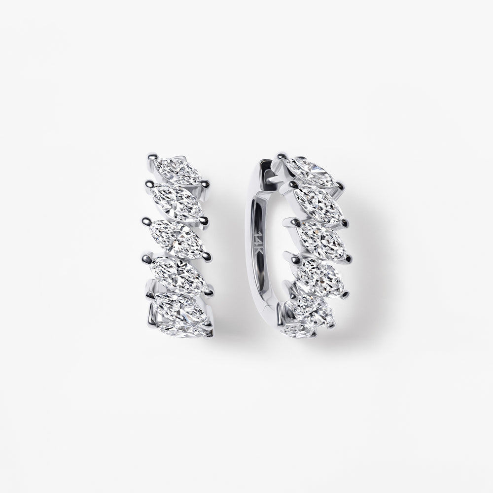 Marquise Diamond Huggie Earrings
