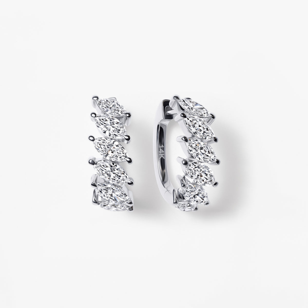 Marquise Diamond Huggie Earrings