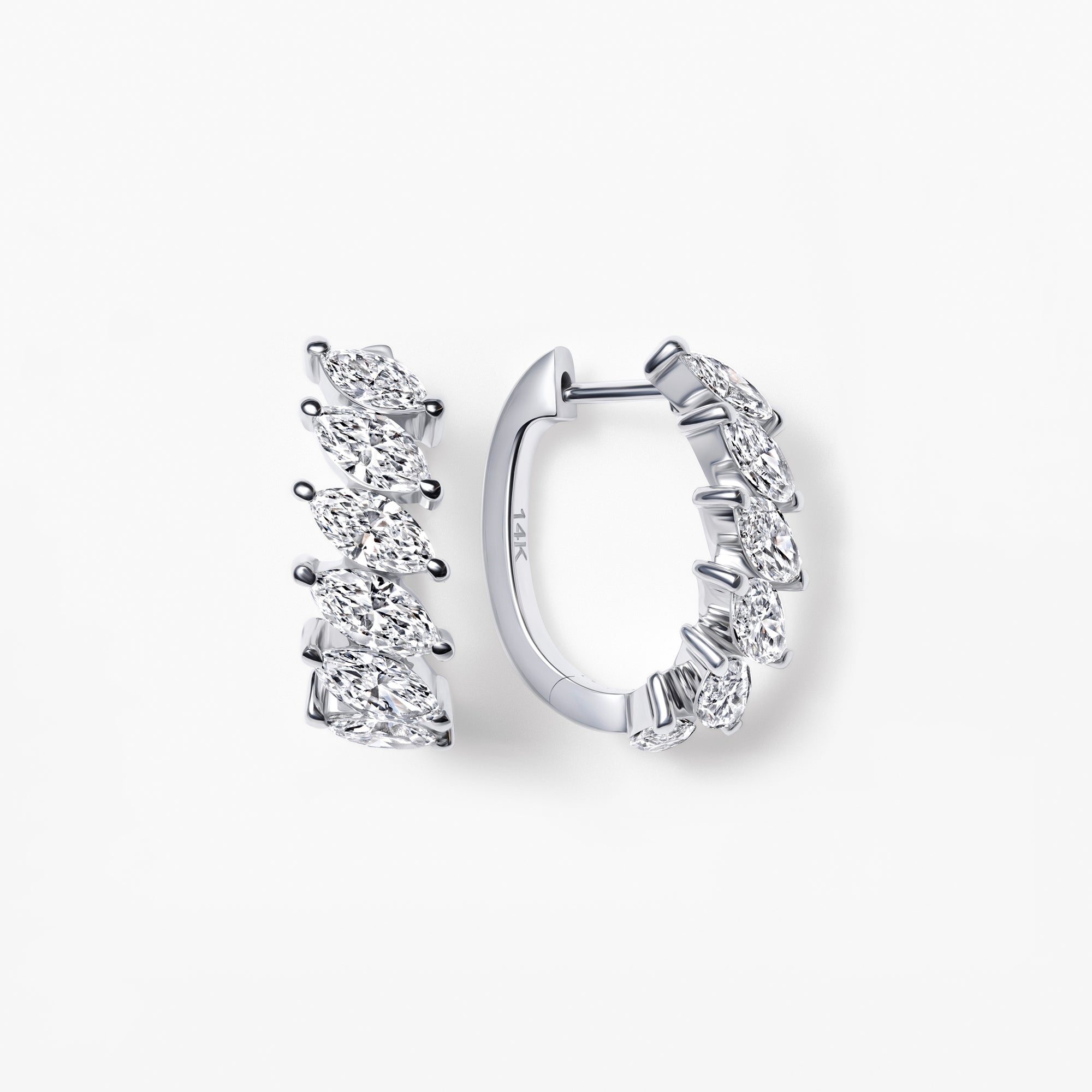 Marquise Diamond Huggie Earrings