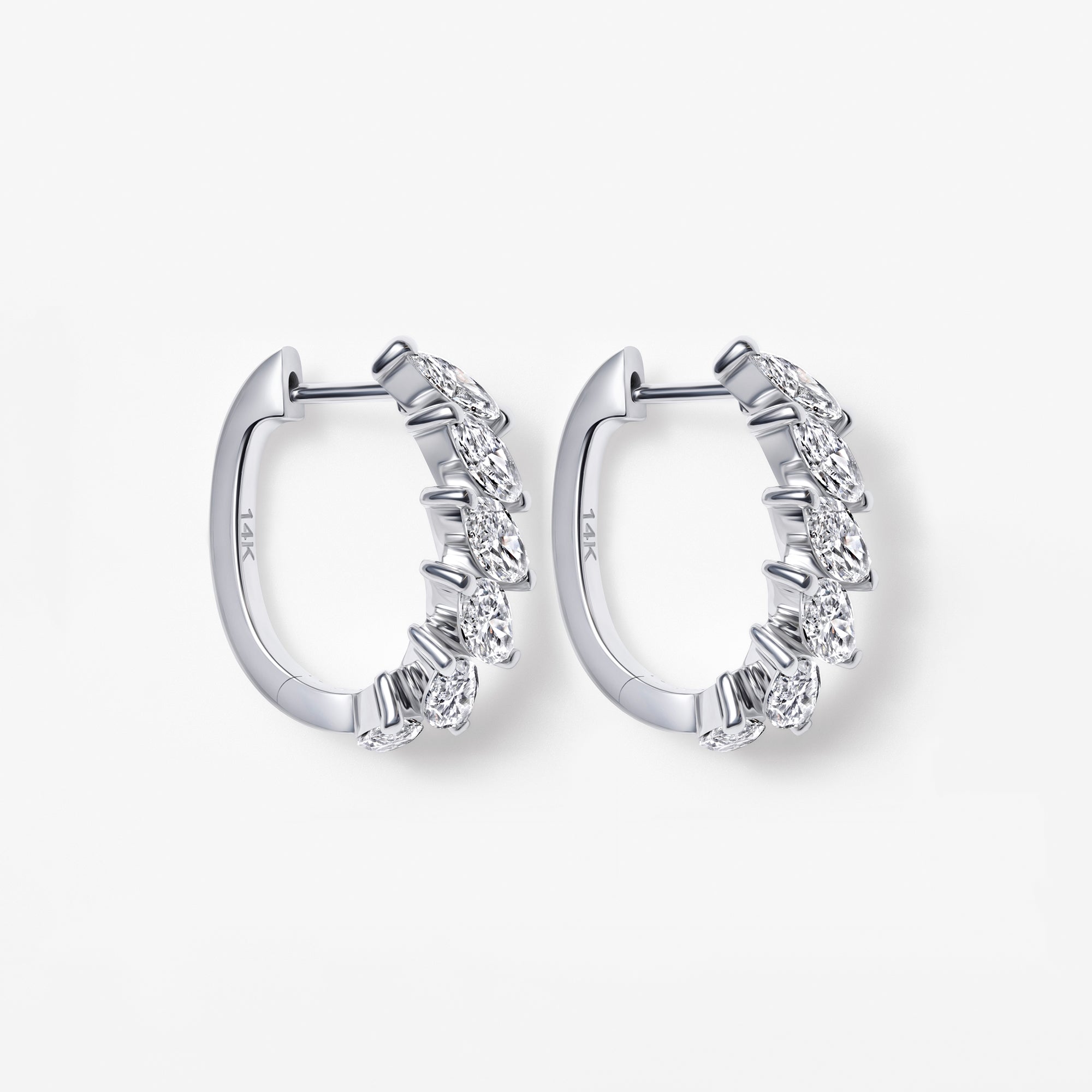 Marquise Diamond Huggie Earrings