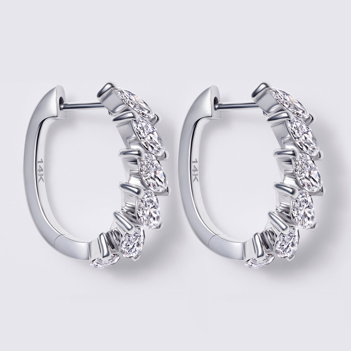 Marquise Huggie Earring, White Gold