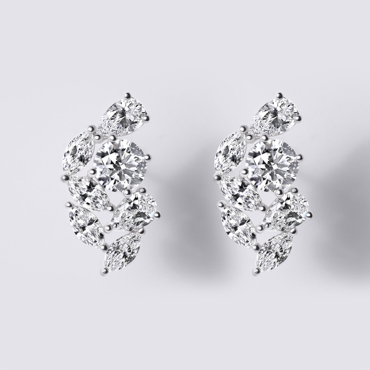 Mixed Shape Earring Crawler (4CTW), White Gold