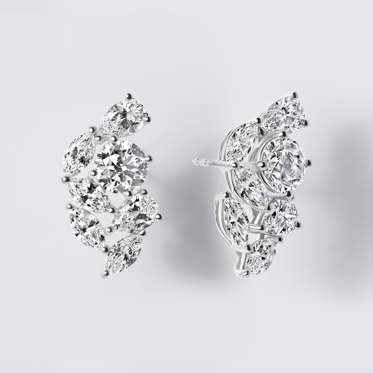 Mixed Shape Earring Crawler (4CTW), White Gold
