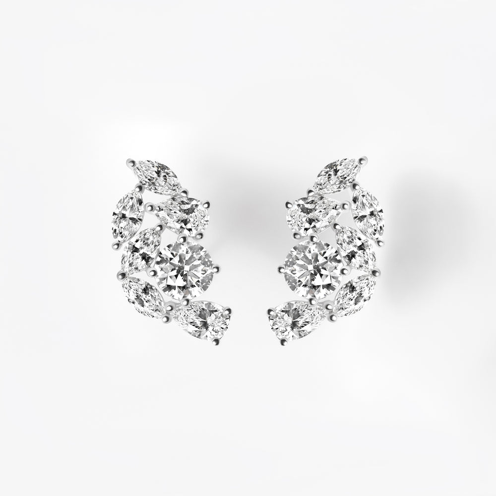 Mixed Shape Diamond Crawler Earrings