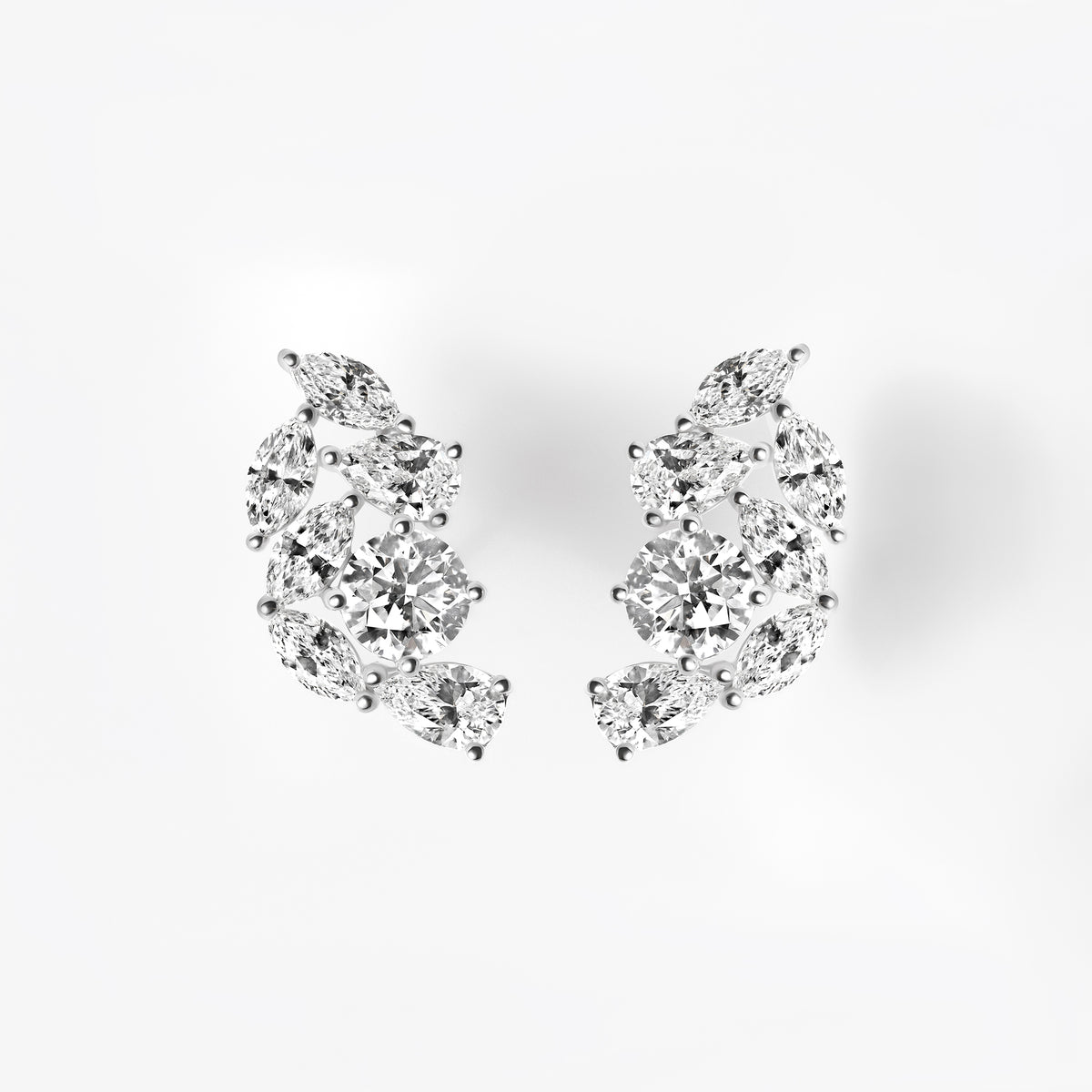 Mixed Shape Diamond Ear Crawler Earrings