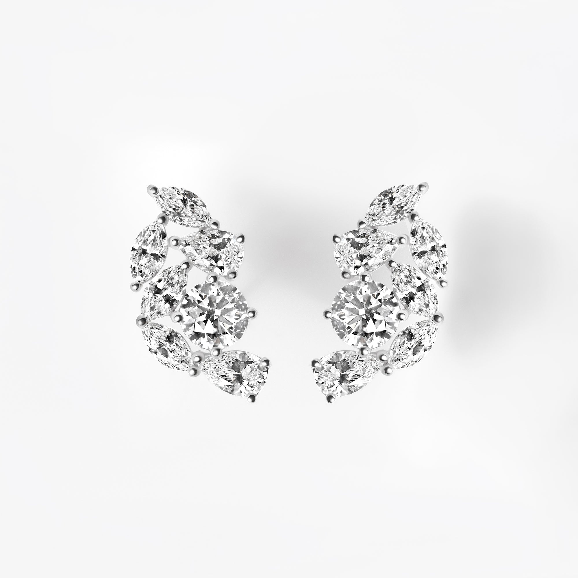 Mixed Shape Diamond Ear Crawler Earrings