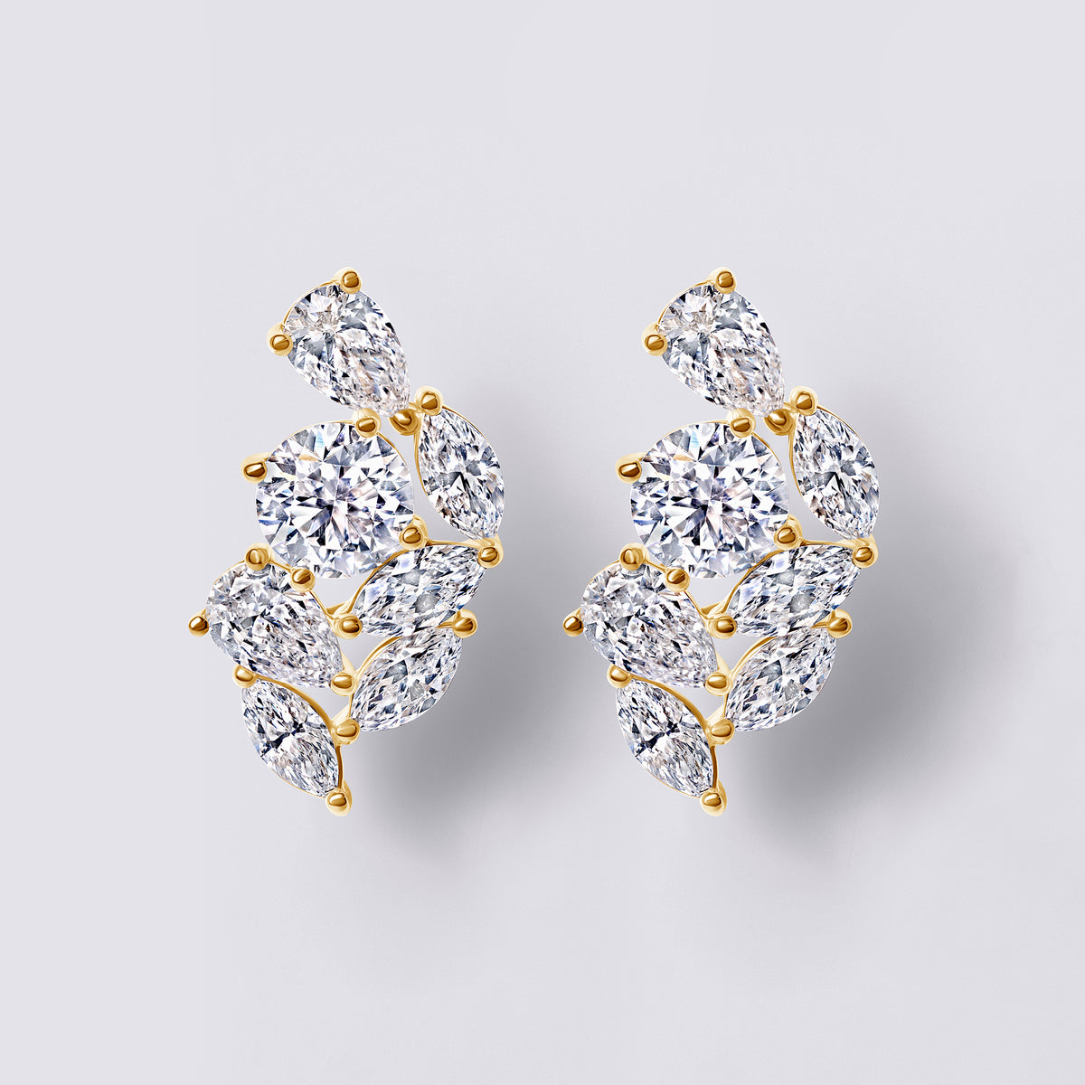 Mixed Shape Earring Crawler (4CTW), Yellow Gold