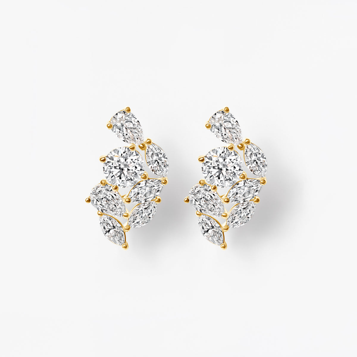 Mixed Shape Diamond Ear Crawler Earrings