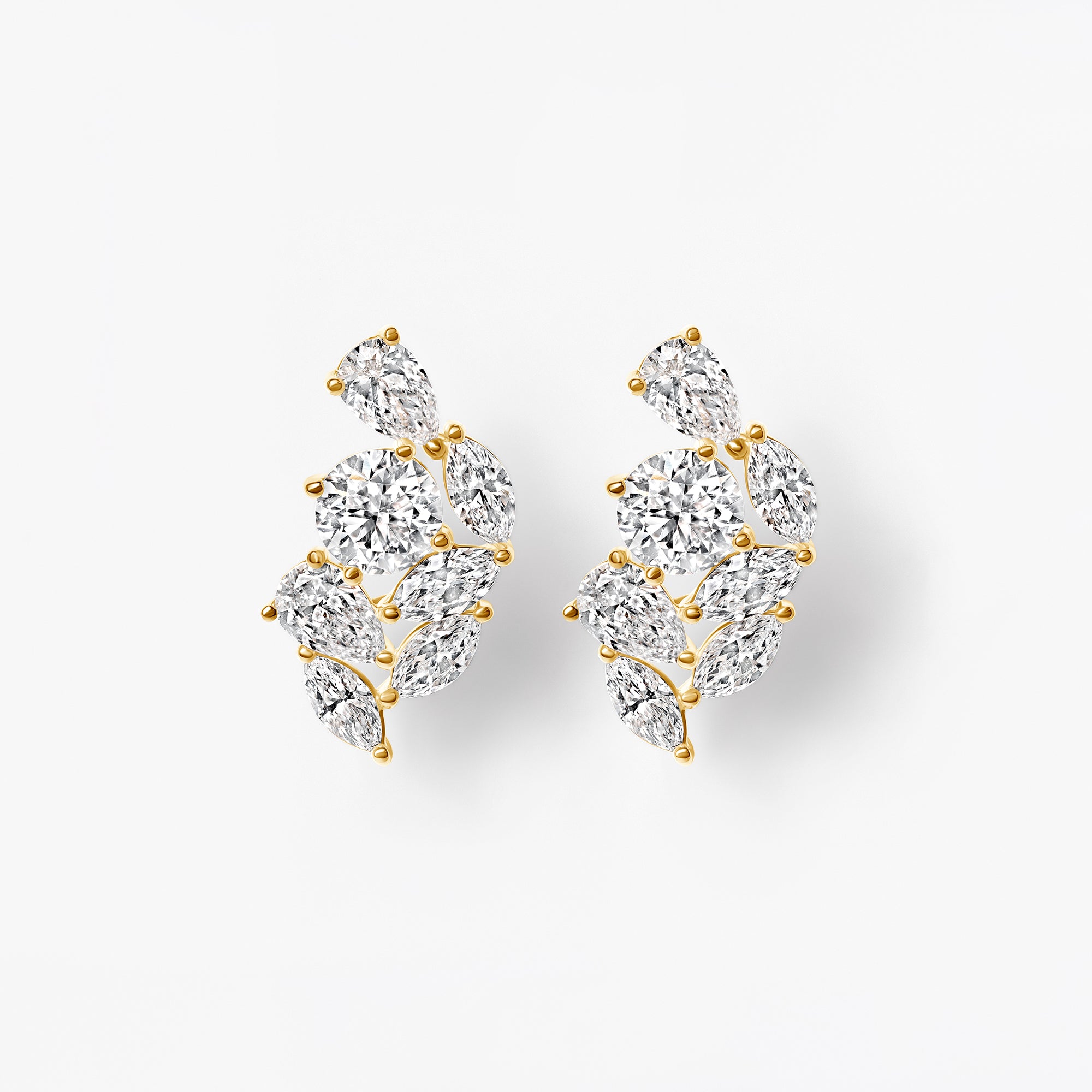 Mixed Shape Diamond Ear Crawler Earrings