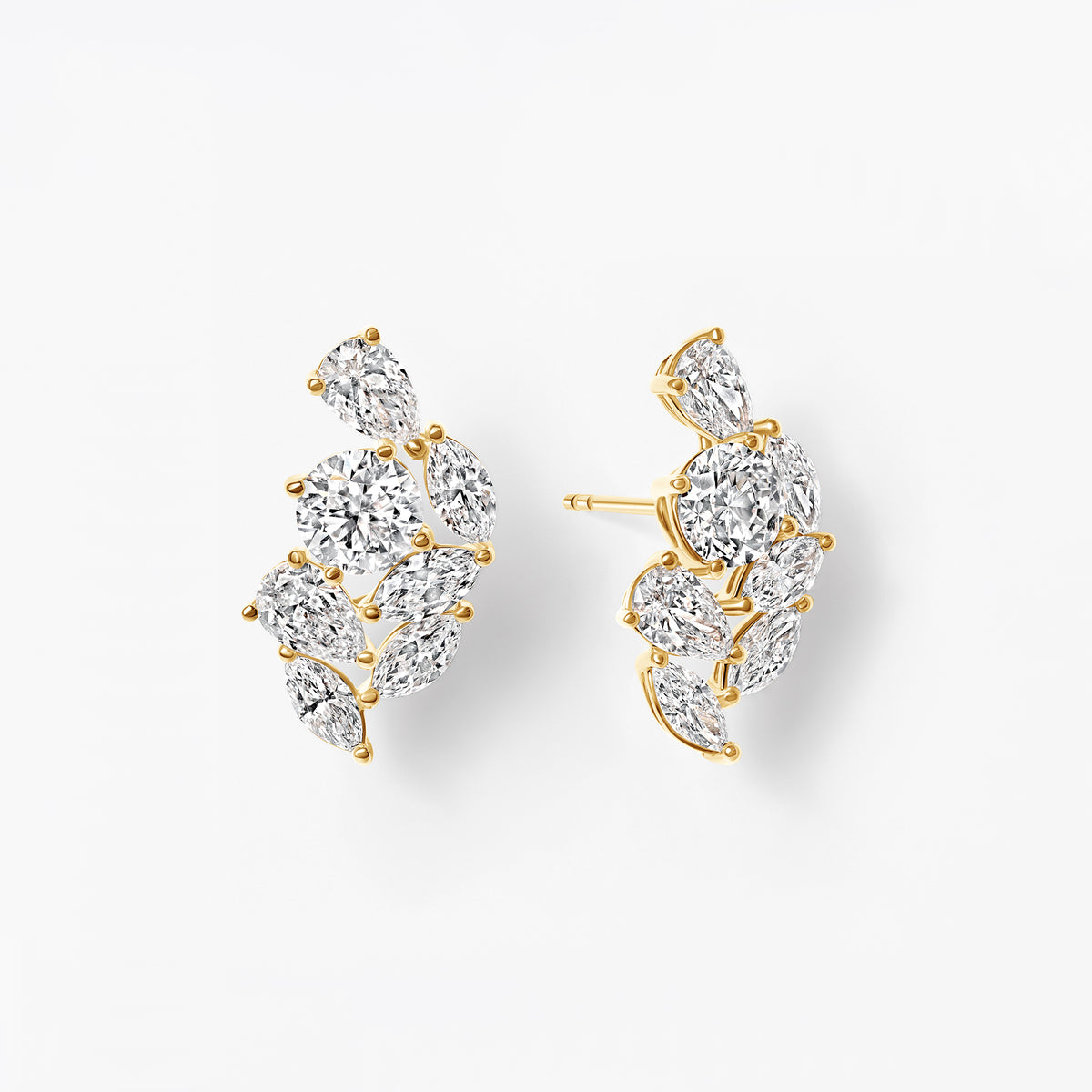 Mixed Shape Diamond Ear Crawler Earrings