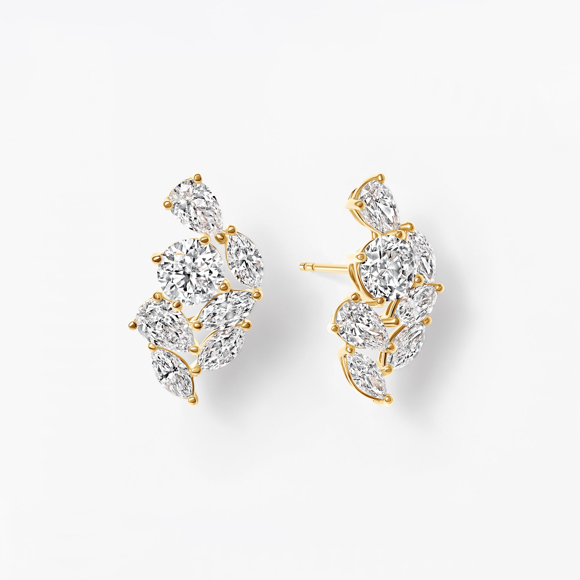 Mixed Shape Diamond Ear Crawler Earrings