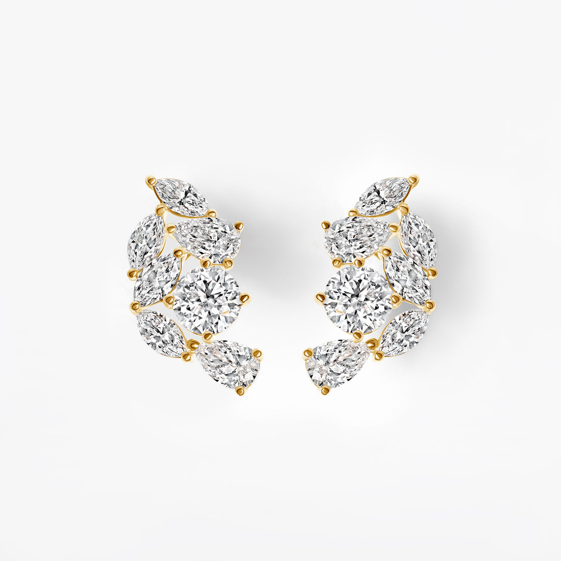 Mixed Shape Diamond Crawler Earrings