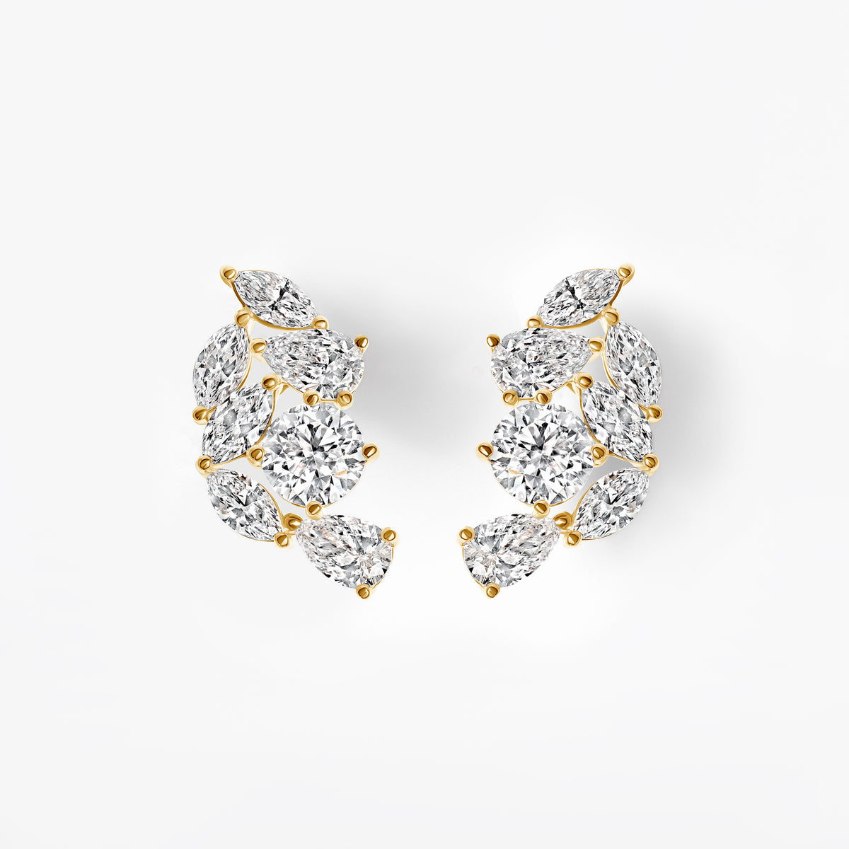 Mixed Shape Diamond Ear Crawler Earrings