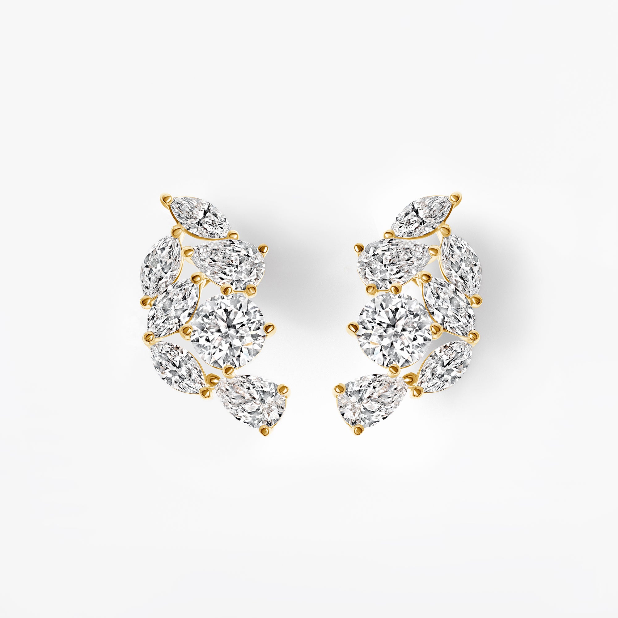 Mixed Shape Diamond Ear Crawler Earrings