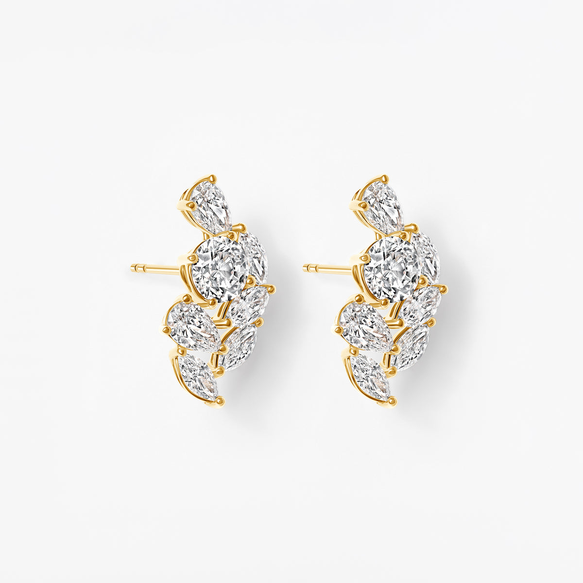 Mixed Shape Diamond Ear Crawler Earrings