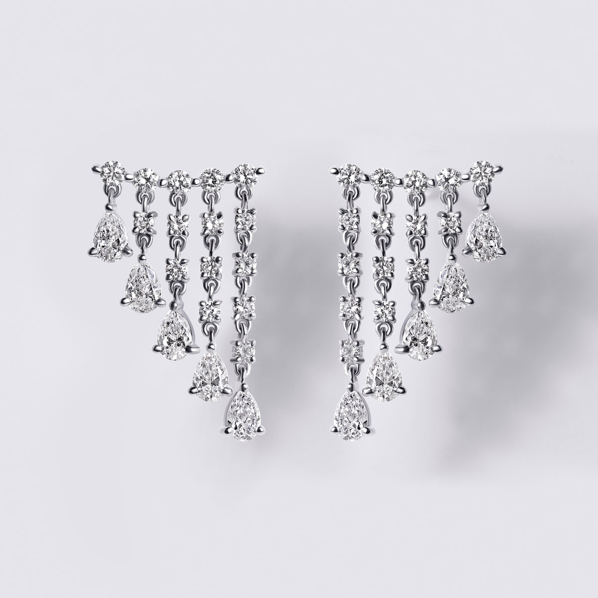 Waterfall Ear Climbers (2 1/2CTW), White Gold