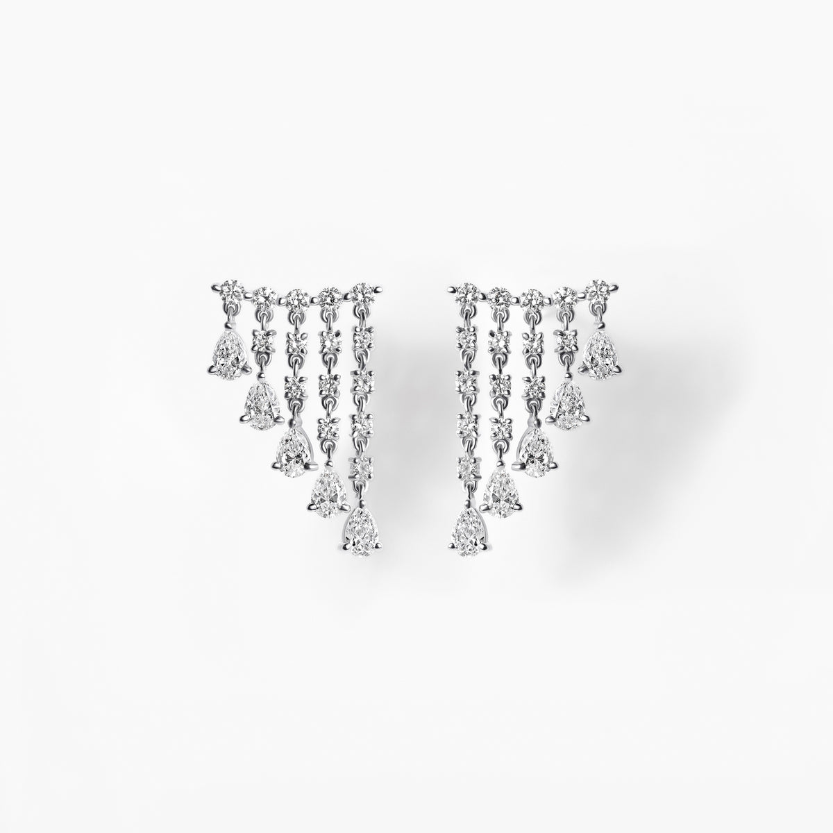 Round Diamond Waterfall Ear Climber Earrings