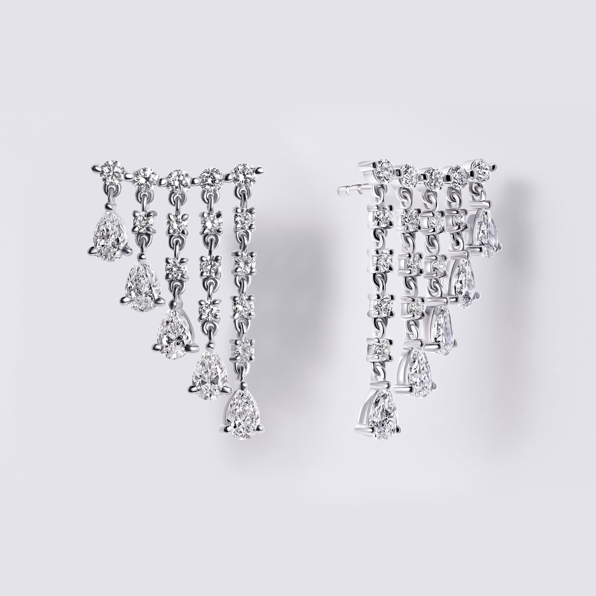 Waterfall Ear Climbers (2 1/2CTW), White Gold