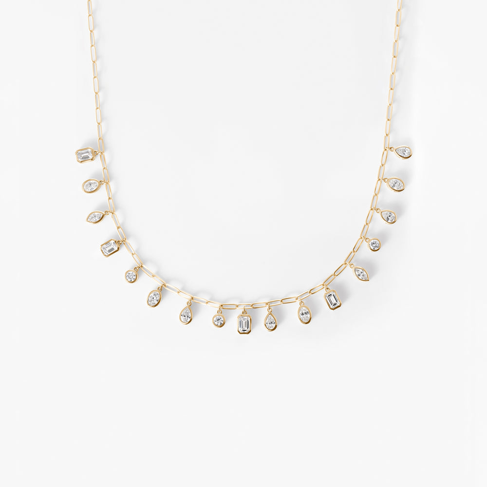Mixed Shape Diamond Charm Necklace