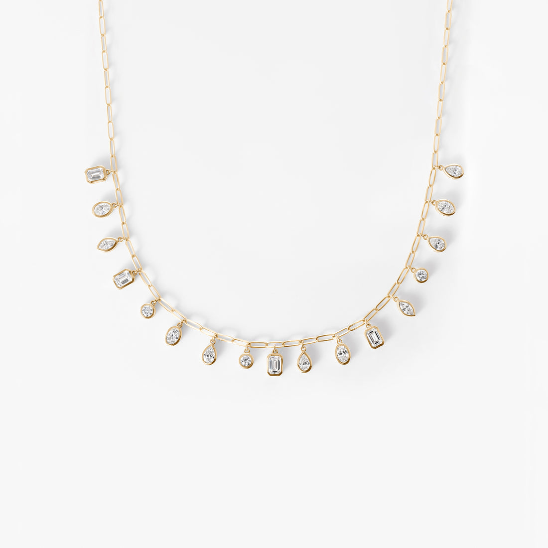 Mixed Shape Diamond Charm Necklace