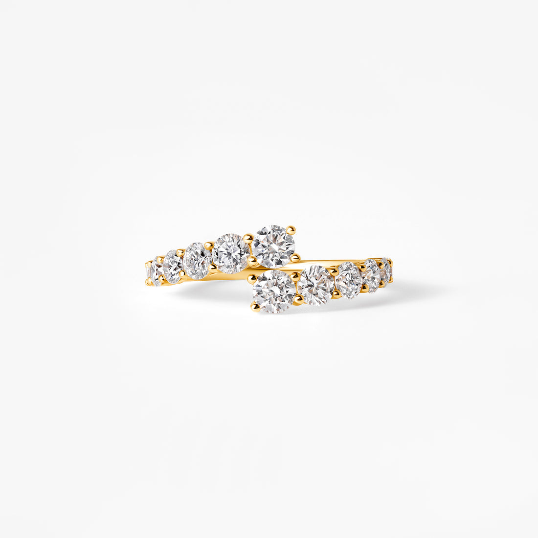 Round Diamond Petite Graduated Wrap Ring